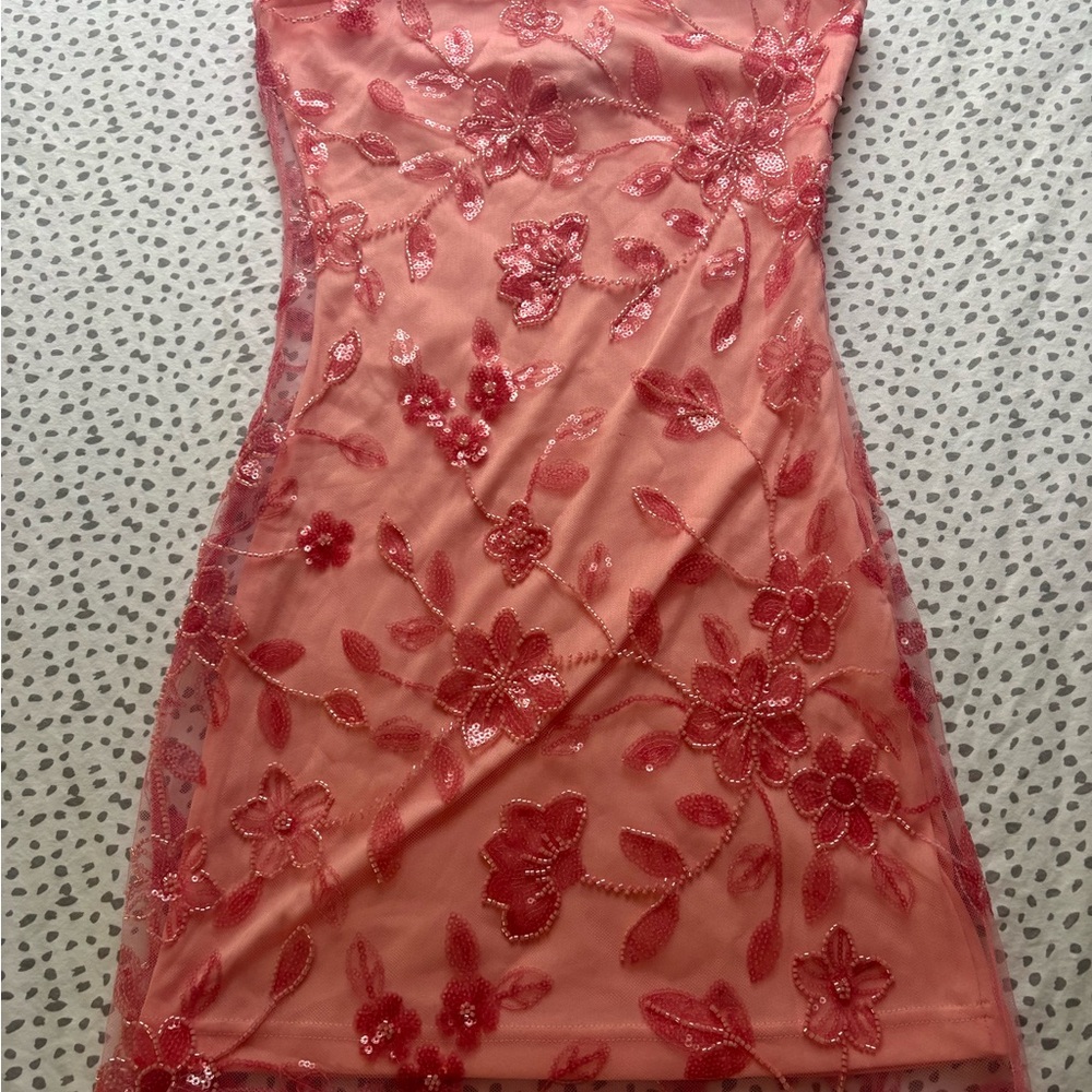 Peppermayo Pink Dress with Floral Details